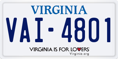 VA license plate VAI4801