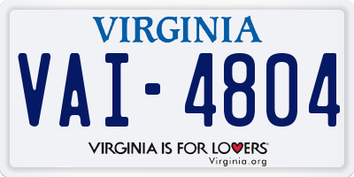 VA license plate VAI4804
