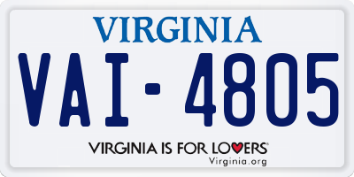 VA license plate VAI4805