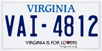VA license plate VAI4812