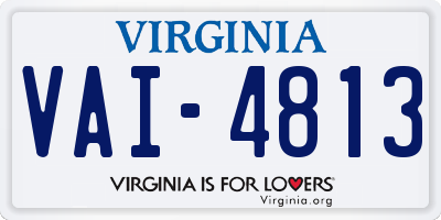 VA license plate VAI4813