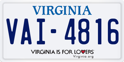 VA license plate VAI4816