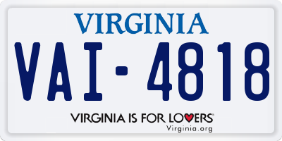 VA license plate VAI4818