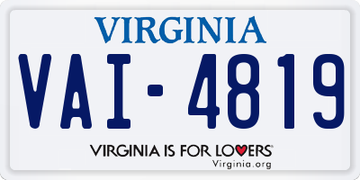 VA license plate VAI4819