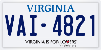 VA license plate VAI4821