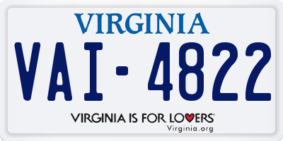 VA license plate VAI4822