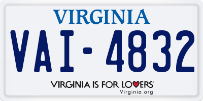VA license plate VAI4832