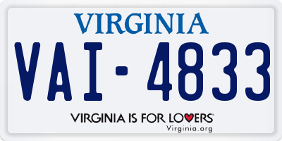 VA license plate VAI4833