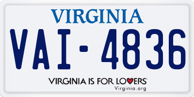 VA license plate VAI4836