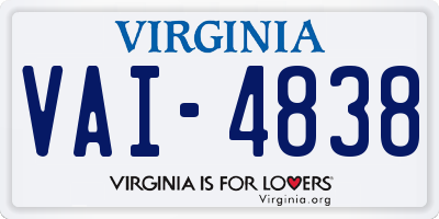 VA license plate VAI4838