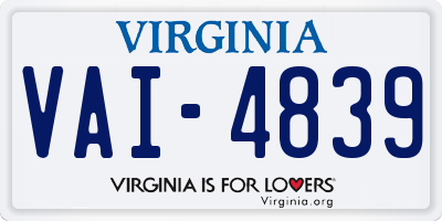 VA license plate VAI4839