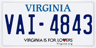 VA license plate VAI4843