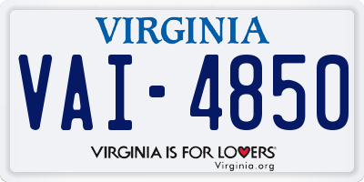 VA license plate VAI4850