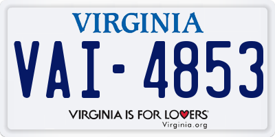VA license plate VAI4853