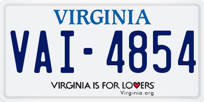 VA license plate VAI4854