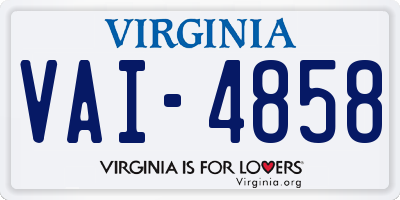 VA license plate VAI4858