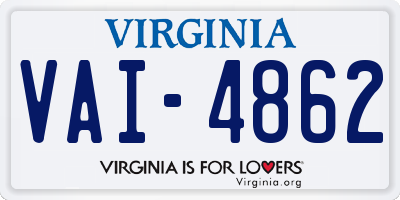 VA license plate VAI4862