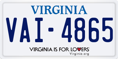 VA license plate VAI4865