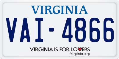 VA license plate VAI4866