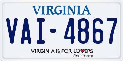 VA license plate VAI4867