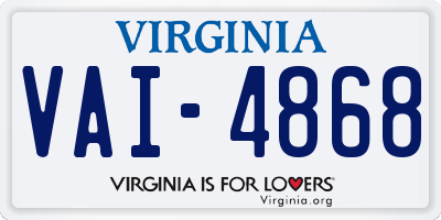 VA license plate VAI4868