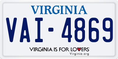 VA license plate VAI4869