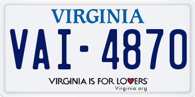 VA license plate VAI4870