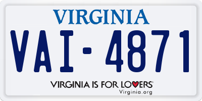 VA license plate VAI4871