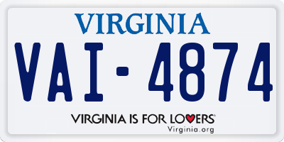 VA license plate VAI4874