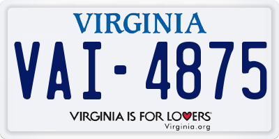 VA license plate VAI4875