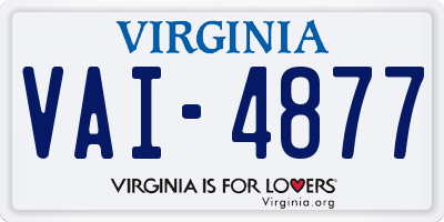 VA license plate VAI4877