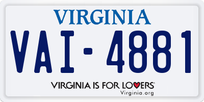 VA license plate VAI4881