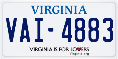VA license plate VAI4883