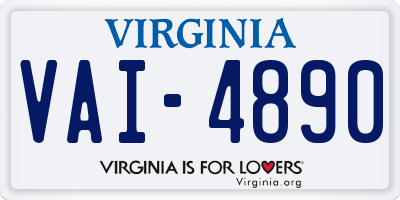 VA license plate VAI4890