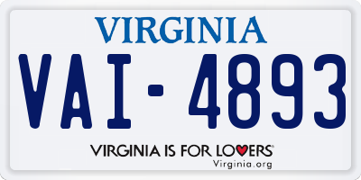 VA license plate VAI4893