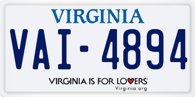 VA license plate VAI4894