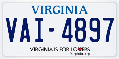 VA license plate VAI4897
