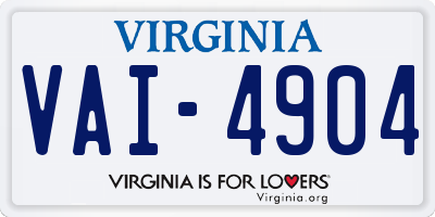 VA license plate VAI4904