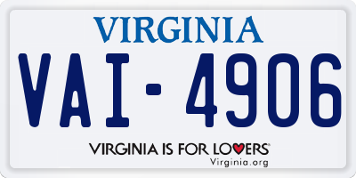 VA license plate VAI4906