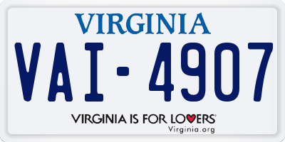 VA license plate VAI4907