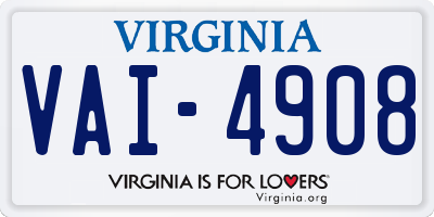 VA license plate VAI4908
