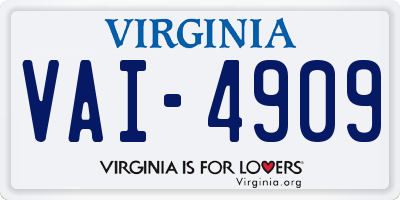 VA license plate VAI4909
