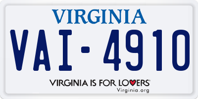 VA license plate VAI4910
