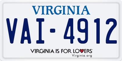 VA license plate VAI4912
