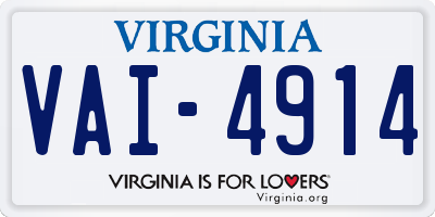 VA license plate VAI4914