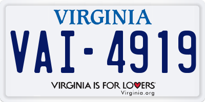 VA license plate VAI4919