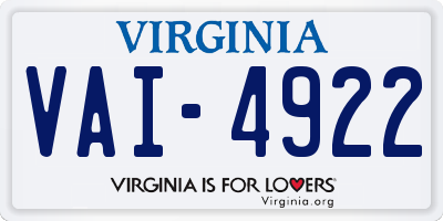 VA license plate VAI4922