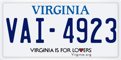 VA license plate VAI4923