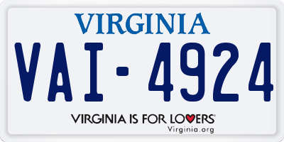 VA license plate VAI4924