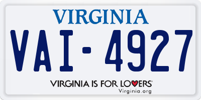 VA license plate VAI4927